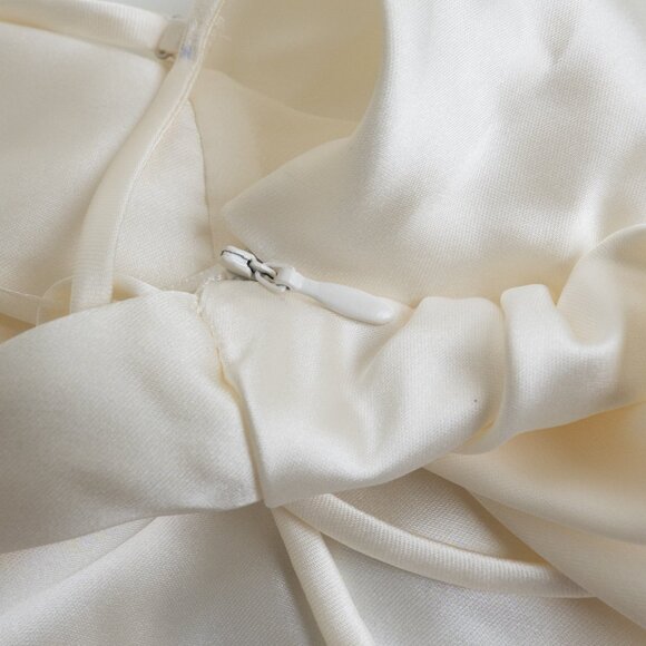 Zara Ivory Satin Ruched Maxi Dress - Picture 10 of 13